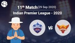 DC vs SRH 2020 IPL Prediction: Who Will Win 11th IPL Match?