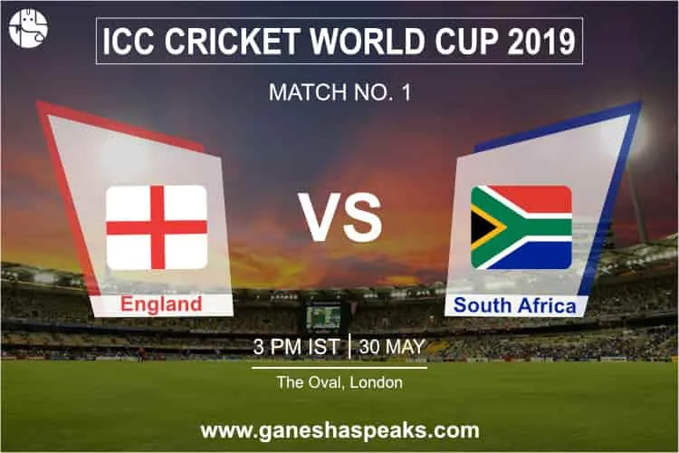 2019 World Cup Prediction: England vs South Africa 1st Match Prediction