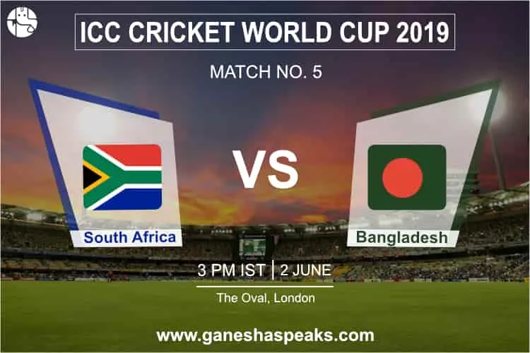2019 World Cup Prediction: South Africa Vs Bangladesh 5th Match Prediction