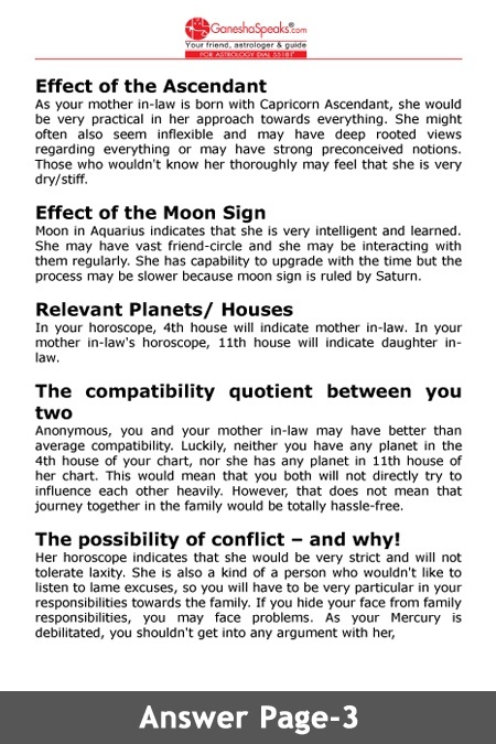 Moon Sign Compatibility Chart