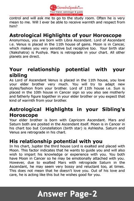 Sibling Compatibility Chart