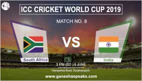 CWC 2019: South Africa vs India Match Prediction: who will win 8th match?